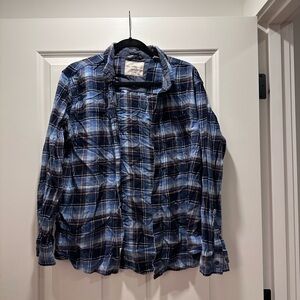 Weatherproof Vintage Men’s Button Front Flannel Shirt, Blue, Size Extra Large